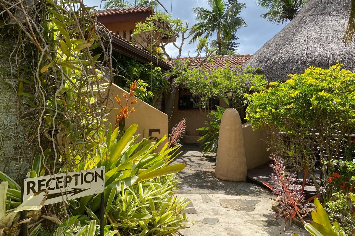 Garden path to reception at Afrikhaya Guesthouse